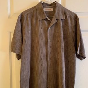 Tommy Bahama Mens Dress Shirt Size M - Short Sleeved, Button Down, Brown/Tan